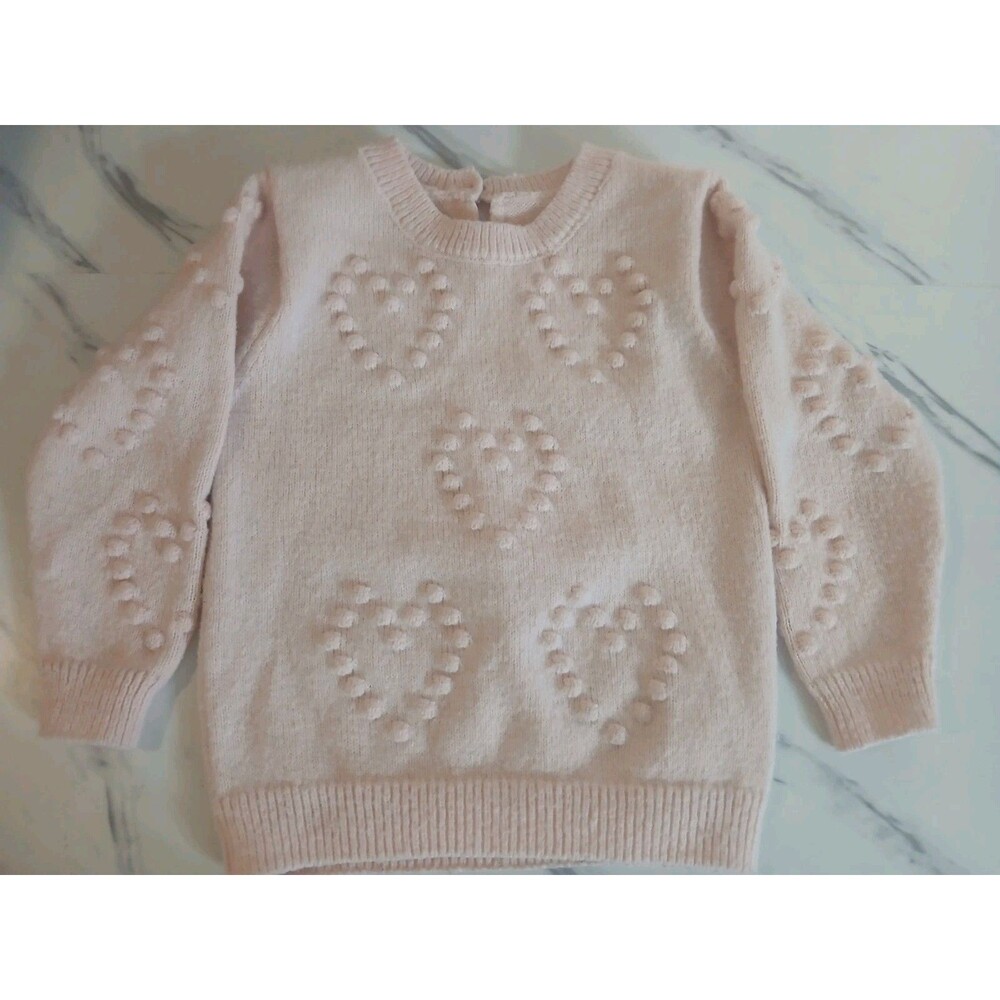 Pink Cardigan Popcorn Hearts Toddler Size 2/3T